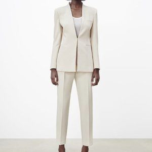 ZARA, Inverted lapel long blazer, Size M, Ecru - NWT